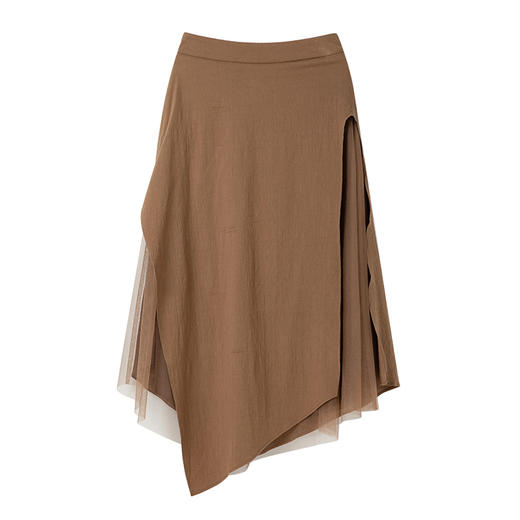 Famecoco范可儿不规则拼接网纱半身裙女士纯棉长裙 商品图5