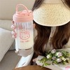 可爱粉色猫咪玻璃杯少女心杯子ins风随身便携带盖手提吸管杯水杯 商品缩略图0