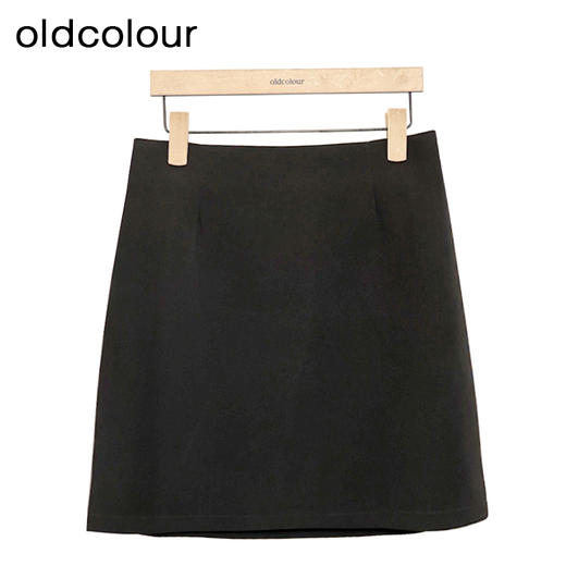 oldcolour黑色短裙春季新款高腰A字显瘦百搭气质短裙女P11061112 商品图0