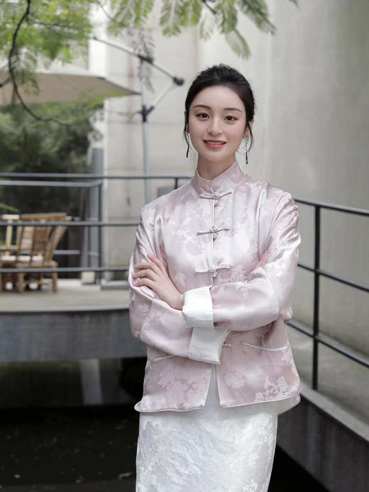 盛唐牡丹 |粉梅兰竹菊冠乐绉双面穿外套 商品图0