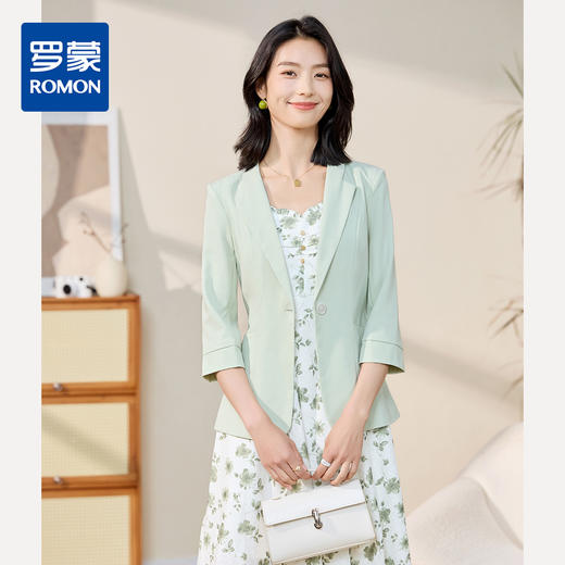 【知性优雅】罗蒙女士西服简约七分袖潮流百搭舒适西服外套女 商品图0