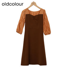 oldcolour法式连衣裙春季新款高腰显瘦时尚气质中长裙女P13102422