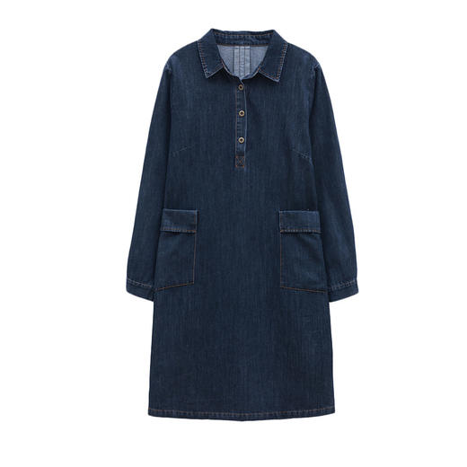 HR WH26069气质时尚翻领遮肉显瘦透气牛仔连衣裙 商品图4