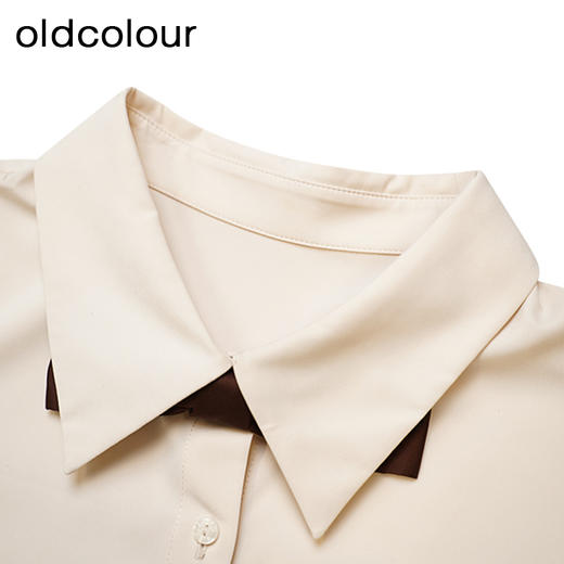 oldcolour纯色宽松衬衫春季新款气质翻领休闲简约上衣女P11013411 商品图2