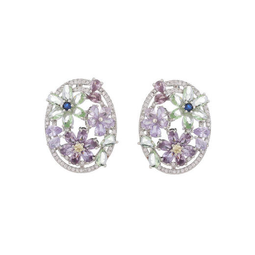 s925银针紫色花朵花卉耳环繁花似锦耳钉LY 商品图4