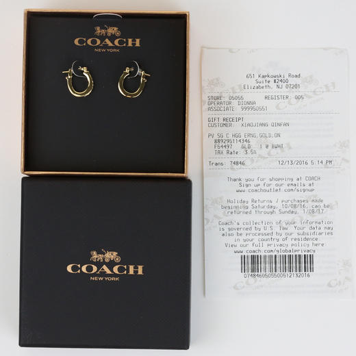 COACH 镶钻耳扣54497（金色）【香港直邮】 商品图5