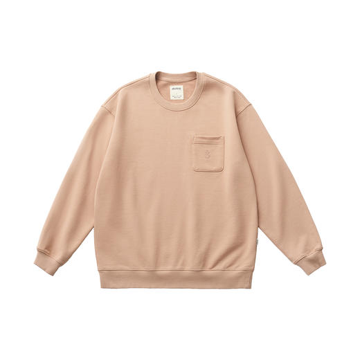 吃茶去chichaqu2024新款春夏休闲百搭经典口袋刺绣套头圆领卫衣 商品图0