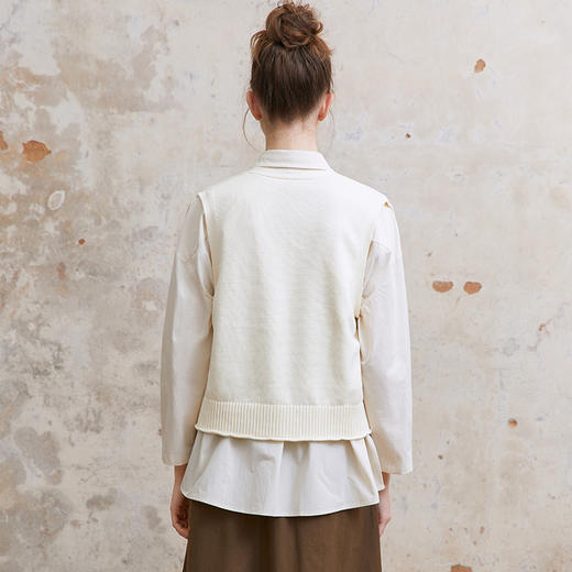 Famecoco范可儿植物标本印花纯棉短款马甲开衫女马夹FAC1CA017 商品图2