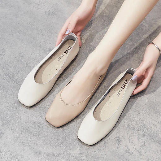 ZHR平底蛋卷鞋通勤鞋奶奶鞋女皮鞋子女豆豆鞋浅口女单鞋女鞋 商品图2