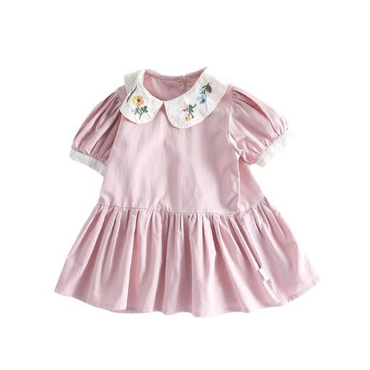 女童连衣裙2024夏季新款宝宝刺绣翻领裙子夏装娃娃短袖领公主裙夏 商品图4