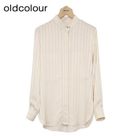 oldcolour条纹衬衫春季新款休闲通勤立领长袖上衣女HP15013509