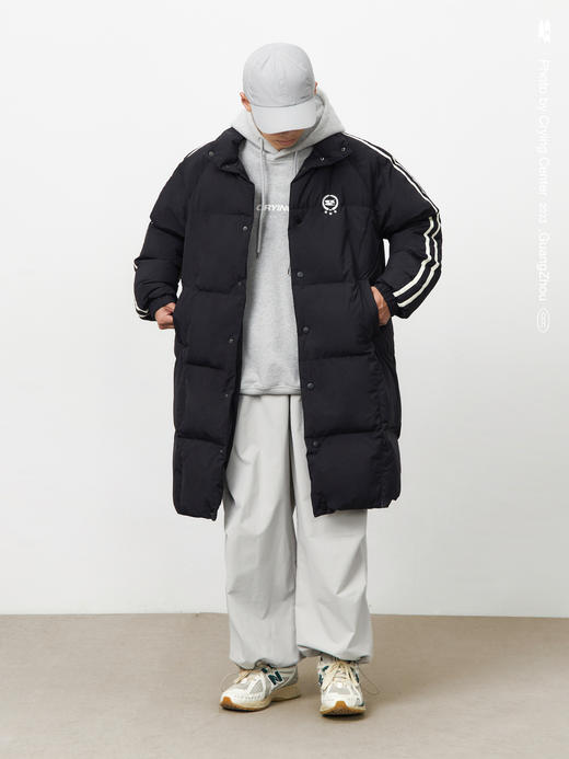 CryingCenter 黑白插肩织带长款可拆卸帽保暖羽绒服 哭喊中心 商品图2