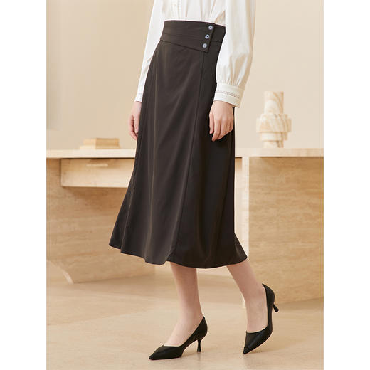 Famecoco范可儿小众a字半身裙长款女通勤优雅一步裙 商品图2