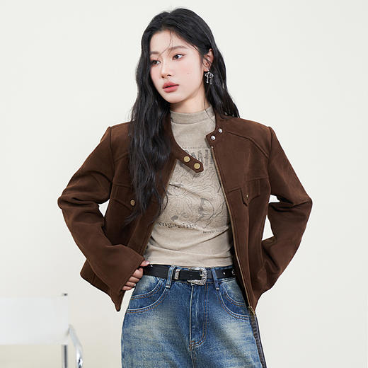 美式复古辣妹风半高领印花短款T恤女新款修身背心V0051017 商品图3