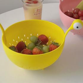 韩国可爱简约家用客厅收纳篮大眼睛果盘洗菜盆沥水篮洗水果盆篮子