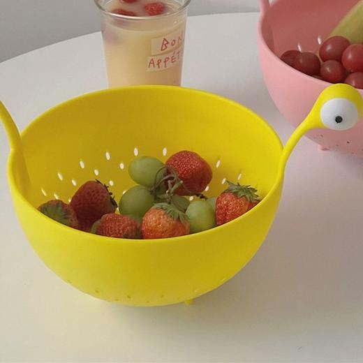 韩国可爱简约家用客厅收纳篮大眼睛果盘洗菜盆沥水篮洗水果盆篮子 商品图0