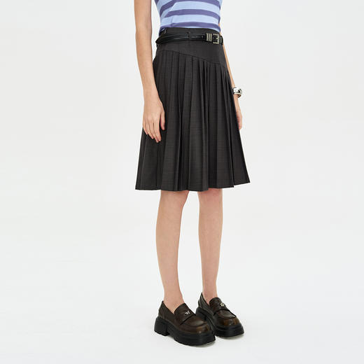 SELFWHO 小个子百褶裙2024新款夏季低腰a字垂感气质百搭半身裙子 商品图1