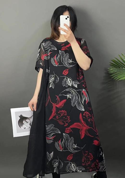 418感恩价 捡漏福利-洛系列- 2190 树叶款侧边盘扣宽松大码连衣裙-喜出 商品图2