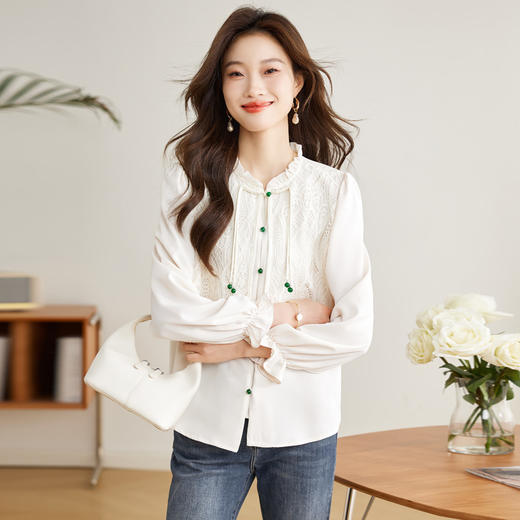 新中式国风衬衫，重工盘扣长袖衬衣CC-QL-S6675 商品图2