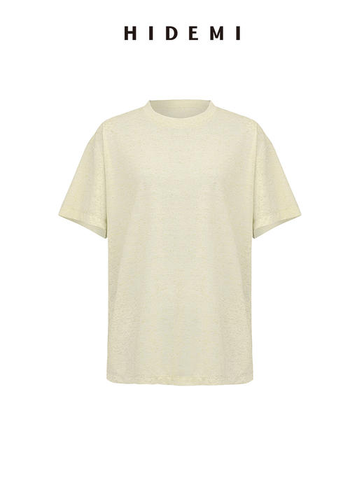 HIDEMI自然水洗亚麻轻薄宽松廓形T恤休闲四件套短袖长袖半裙长裤阿贝贝套装 商品图12