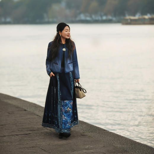 【林栖设计小店】（现货）外套上衣复古牛仔蓝渐变2024春夏新品长袖上衣女1942182 商品图2