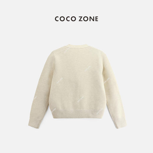 COCO ZONE2024时尚V领针织开衫气质单排扣百搭毛衣24C10341 商品图1