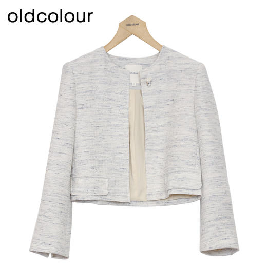 oldcolour小香风外套春季新款直筒通勤OL圆领短款上衣女P12041232 商品图0