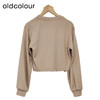 oldcolour圆领长袖T恤春季新款休闲设计感短款卫衣女P11023401 商品缩略图1