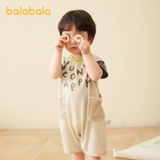 巴拉巴拉宝宝连体衣婴儿衣服哈衣爬服新款夏装假两件时髦舒适 商品图0