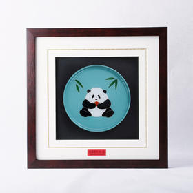 子佩集纯手工制作熊猫系列银花丝珐琅掐丝挂画(含框 手工定制预售 20天出货)大师工坊原创设计2403