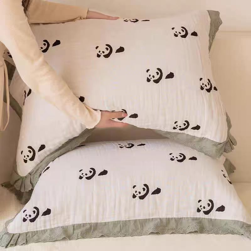 枕巾纯棉花边枕巾