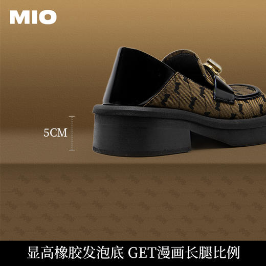 MIO米奥春秋圆头字母钻饰老钱风单鞋复古一脚蹬乐福鞋英伦风女鞋M234527334 商品图3
