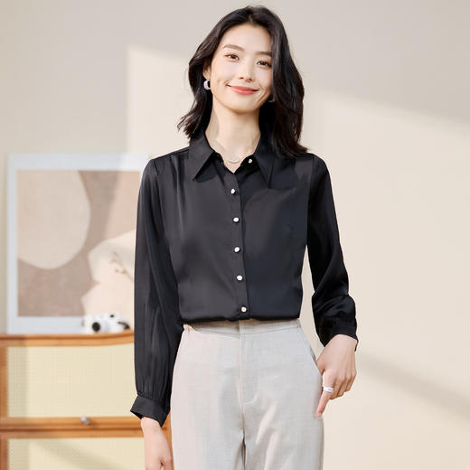 【简约大气】罗蒙女士长袖衬衫百搭舒适时尚简约开衫衬衫女 商品图2