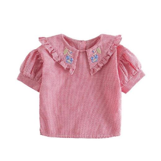 女童衬衫夏季短袖娃娃衣宝宝韩版上衣小童格子衫薄款儿童娃娃衫夏 商品图4