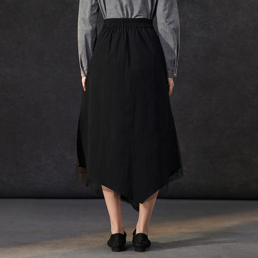 Famecoco范可儿不规则拼接网纱半身裙女士纯棉长裙 商品图2