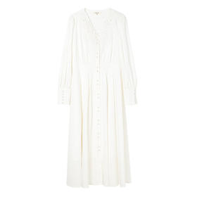 famecoco范可儿优雅v领提花连衣裙长款女设计感长裙FAC1FA020