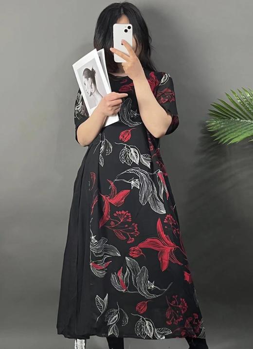 418感恩价 捡漏福利-洛系列- 2190 树叶款侧边盘扣宽松大码连衣裙-喜出 商品图1