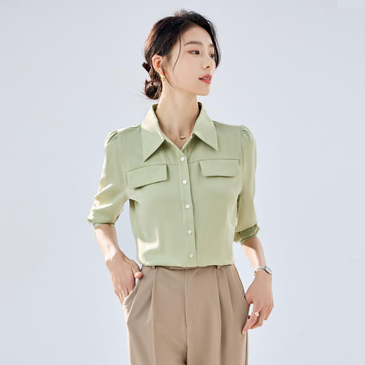 【商务通勤】罗蒙四季款女式长袖衬衫大众日常舒适简约职场衬衫女 商品图3