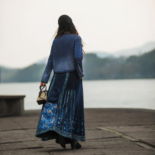 【林栖设计小店】（现货）外套上衣复古牛仔蓝渐变2024春夏新品长袖上衣女1942182 商品图1