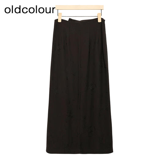oldcolour纯色高腰半身裙春季新款设计感直筒中长裙女HP15063215 商品图3