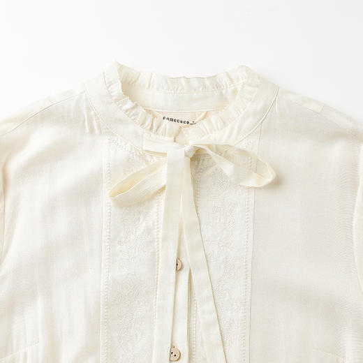 Famecoco范可儿立领系带垂感长裙女士宽松优雅连衣裙FAC1FA017 商品图2