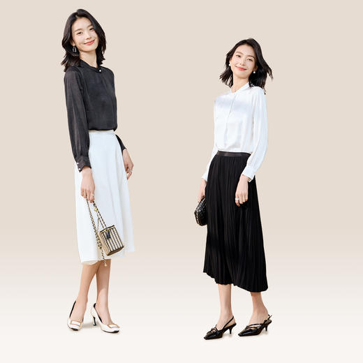 【知性优雅】罗蒙女士长袖衬衫圆领简约舒适百搭商务衬衫女 商品图1