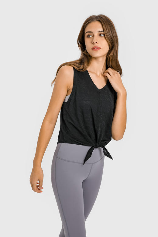 【提花面料】下摆系带 圆领背心 宽松罩衫 商品图2