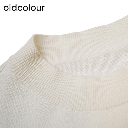 oldcolour白色针织衫春季新款圆领设计感宽松毛衣打底女P11052406 商品图2