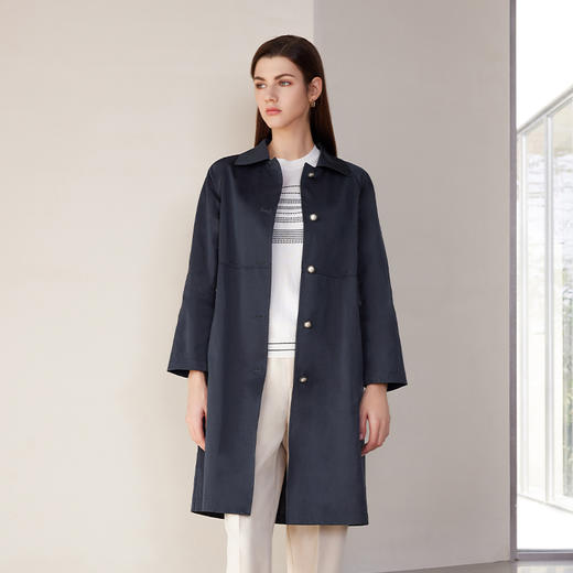 【中长款拼接风衣】24年春夏新品女士棉质单排扣风衣外套 商品图0