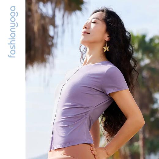 凡圣瑜伽前开叉收腰短袖 F14305 商品图2