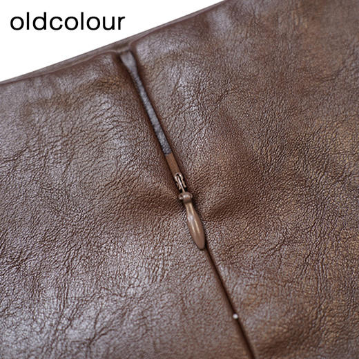 oldcolour短款皮裙春季新款设计感高腰复古A字半身裙女P11061407 商品图4