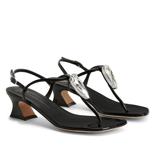 Giuseppe Zanotti 女士签名徽标中跟夹趾凉鞋 黑色 E400027004 商品图1