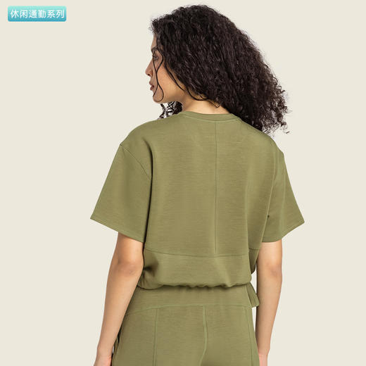 【人造棉】侧抽绳圆领短袖 短款上衣 商品图1