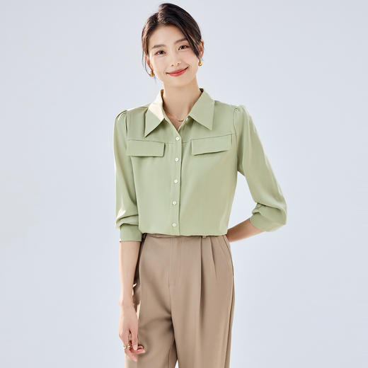 【商务通勤】罗蒙四季款女式长袖衬衫大众日常舒适简约职场衬衫女 商品图2